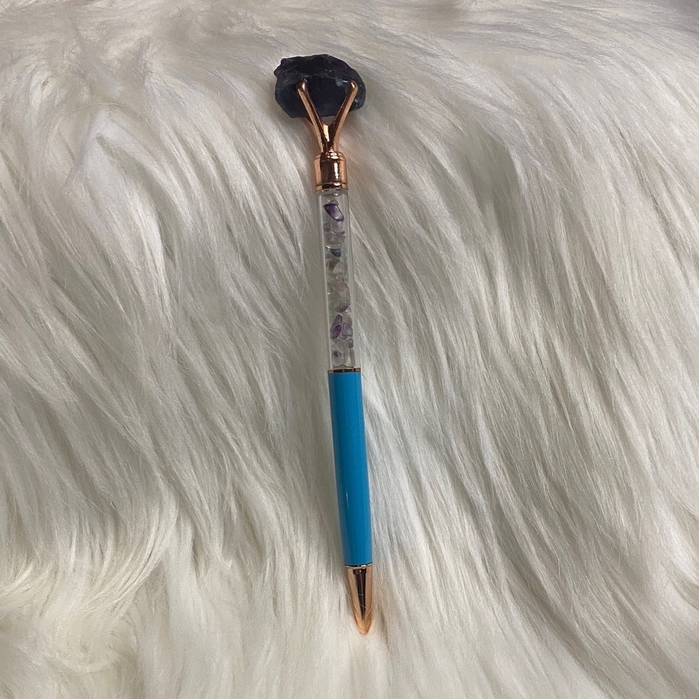 Blue and Gold Pen with Fluorite  Accents